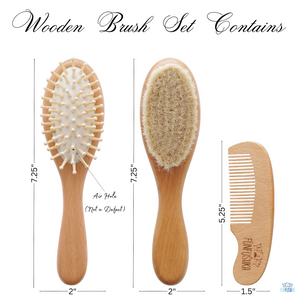 Baby Wooden Hair Brush and Comb Set for Newborn And Toddler