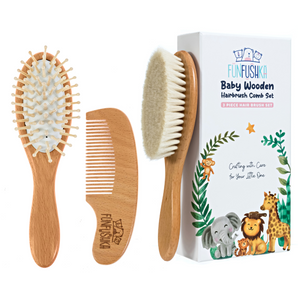 Baby Wooden Hair Brush and Comb Set